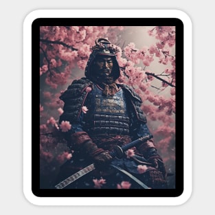 Aesthetic Vintage Samurai Japanese Art Samurai Retro cherry blossom Sticker